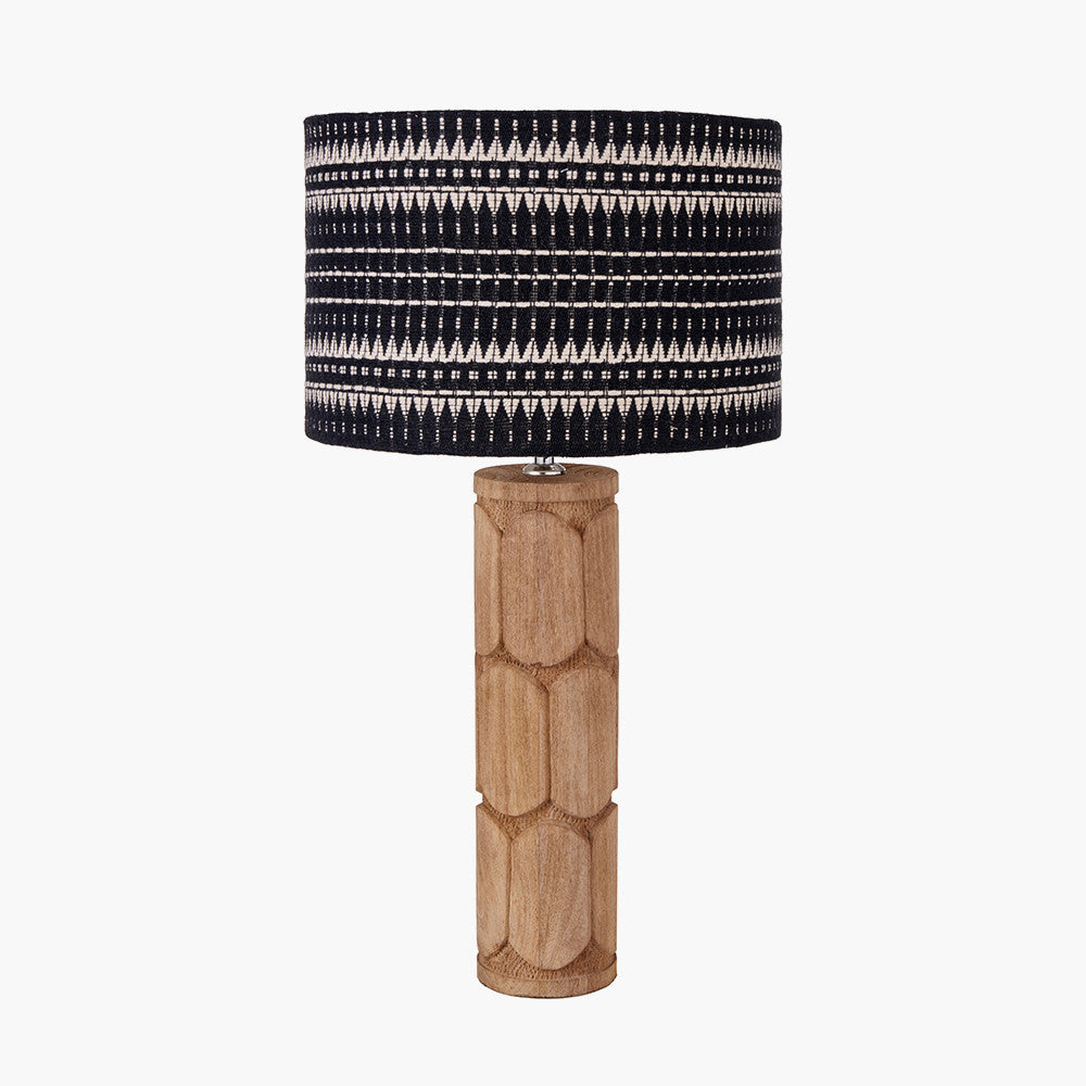 Aurelia Embossed Natural Wood Tall Table Lamp - Base Only